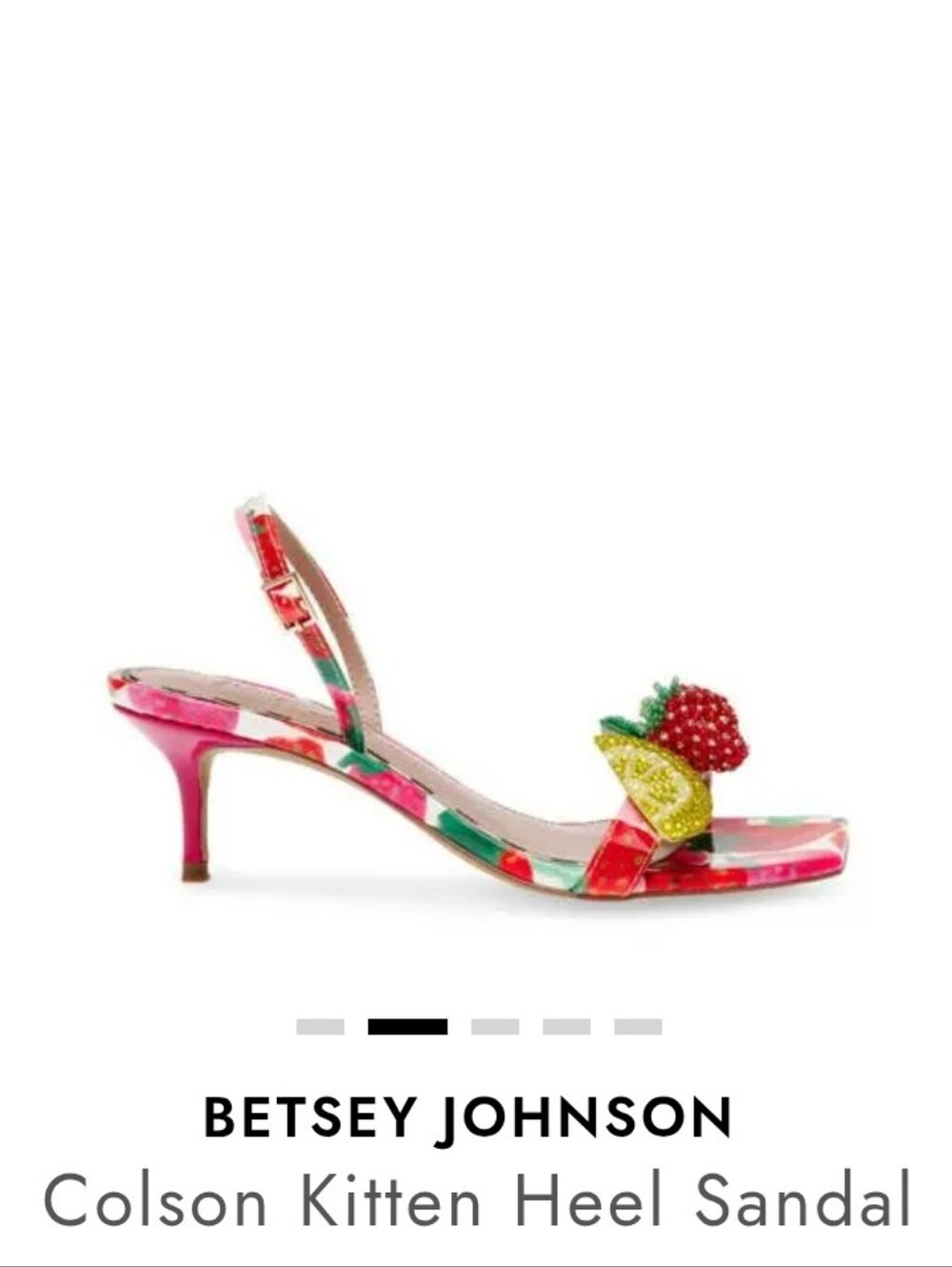 Betsey Johnson Colson Bright Floral Fruit Kitten Heels NWOT